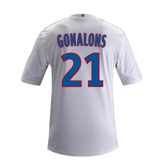 13-14 Olympique Lyonnais #21 Gonalons Home White Jersey Shirt - Click Image to Close